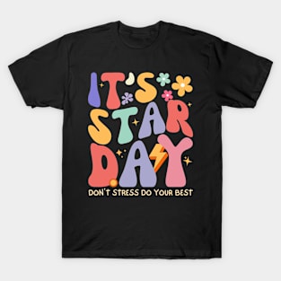 It’s Staar Day Don’t Stress Retro Groovy Testing day Teacher T-Shirt